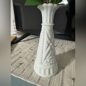 Vintage Milk Glass Decorative Vase - White